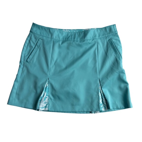 Izod Pants - IZOD Golf Womens Turquoise Teal Pleated Skort Size 12 Palm Print Athletic Skirt